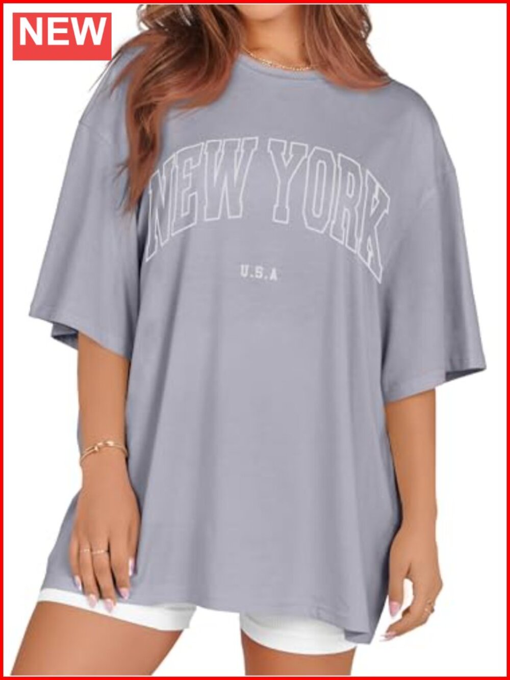 Oversized Graphic Tee for Women - Soft Summer Short Sleeve Crew Neck Shirt (NO